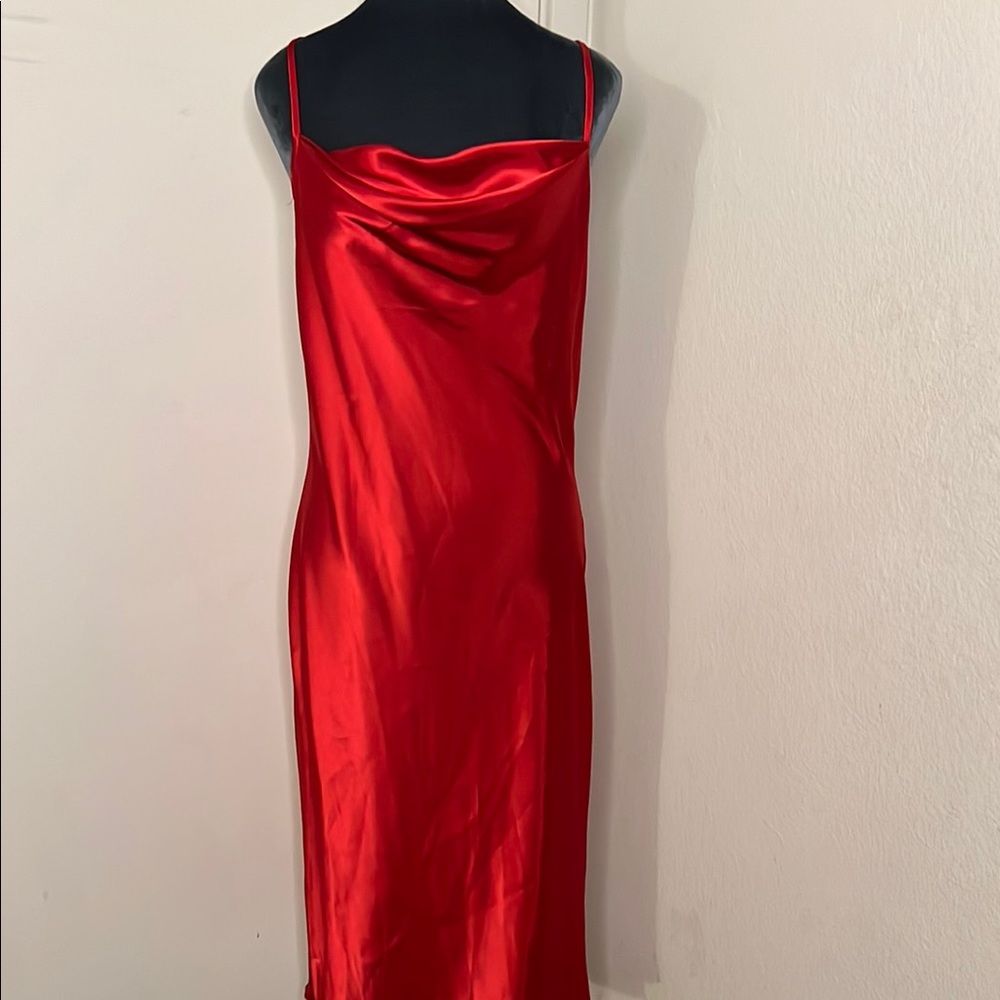 BeBe Elegant Red Satin Slip Dress